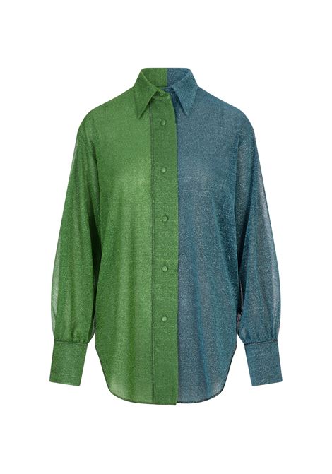 Camicia Lunga Bicolor Lumiere Emerald Green - Ocean Blue OSEREE | LSF202-LUREXEMERALD GREEN-OCEAN BLUE